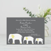 黄色及び灰色の母およびベビー象の招待状 招待状 (スタンド正面)