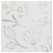 黄色及び灰色の素朴花柄 ファブリック (クローズアップ)