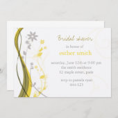 黄色及び灰色の花の魅力の招待 招待状 (正面/裏面)