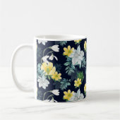 黄色及び灰色の花柄 コーヒーマグカップ (左)