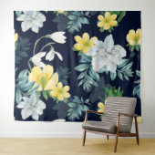 黄色及び灰色の花柄 タペストリー (インサイチュ(横))