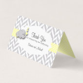 黄色及び灰色象のベビーシャワー|キャンデーの上層 名刺 (裏面)