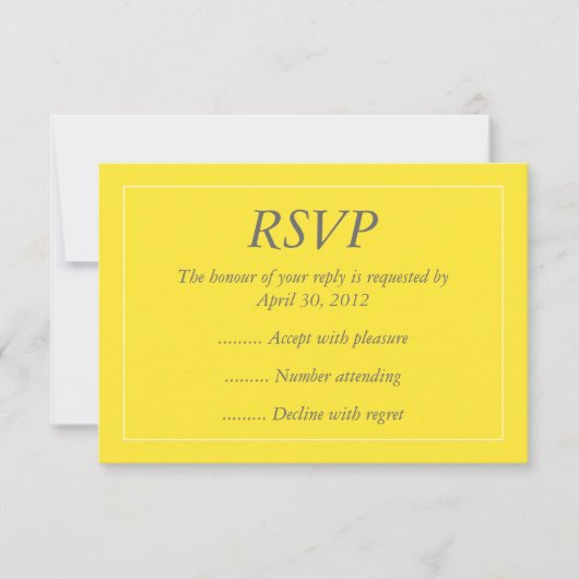 黄色及び白いイベントの応答、RSVPまたは応答カード 出欠カード (正面)