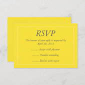 黄色及び白いイベントの応答、RSVPまたは応答カード 出欠カード (正面/裏面)