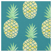 黄色及び緑のハワイの水彩画のパイナップル ファブリック (クローズアップ)