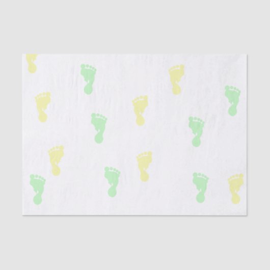 黄色及び緑のベビーの足跡10lbのティッシュペーパー 薄葉紙 (正面)