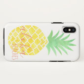 黄色及び緑の水彩画のパイナップルアロハBeachea Case-Mate iPhoneケース (裏面(横))