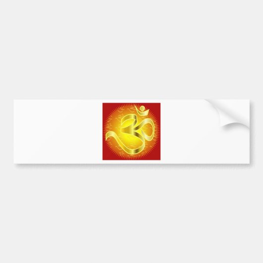 黄色及び赤のオウムかOmの記号 バンパーステッカー (正面)