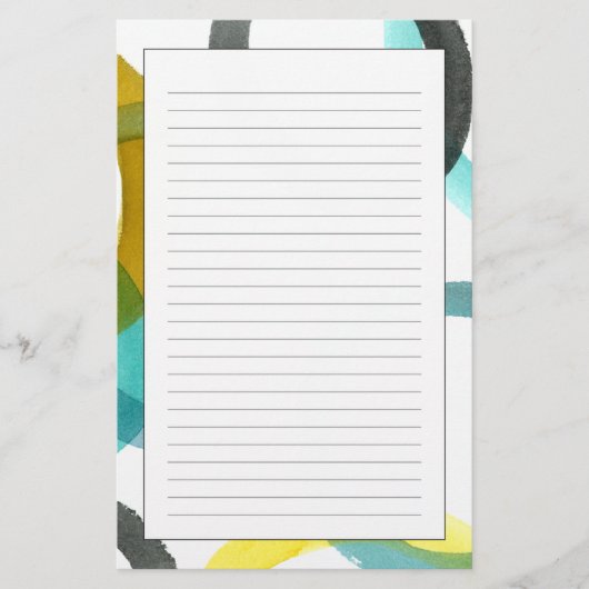 黄色及び青の円の連結 便箋 (正面)