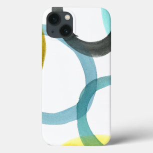 黄色及び青の円の連結 iPhone 13ケース