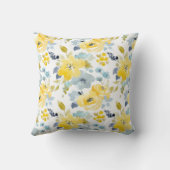 黄色及び青の水彩画パターン クッション (裏面)