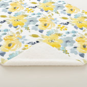 黄色及び青の水彩画パターン シェルパブランケット (3/4)