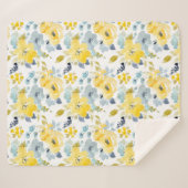 黄色及び青の水彩画パターン シェルパブランケット (正面(横))