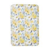 黄色及び青の水彩画パターン バスマット (正面縦)