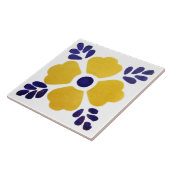 黄色及び青の花の陶磁器の写真のタイル タイル (側面)