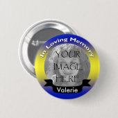 黄色及び青の記念の写真ボタン 缶バッジ (正面&裏面)