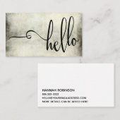 黄色及び黒いグランジ上のかわいらしいこんにちはのタイポグラフィ 名刺 (正面/裏面)