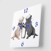 黄色及び黒いラブラドル・レトリーバー犬 スクエア壁時計 (傾斜)