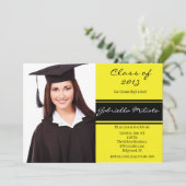 黄色及び黒い写真の卒業の招待状 招待状 (スタンド正面)