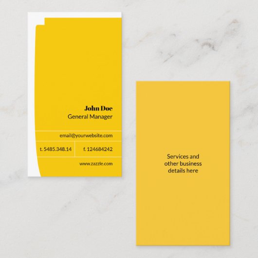 黄色及び黒い最小主義のシンプルな名刺 名刺 (正面/裏面)