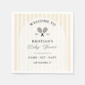 黄色名門私立校風のテニスカントリークラブベビーシャワー スタンダードカクテルナプキン (正面)