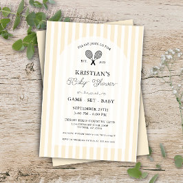 黄色名門私立校風のテニスカントリークラブベビーシャワー 招待状