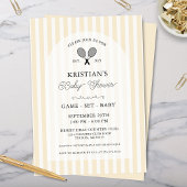 黄色名門私立校風のテニスカントリークラブベビーシャワー 招待状