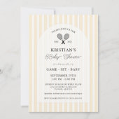 黄色名門私立校風のテニスカントリークラブベビーシャワー 招待状 (正面)