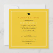 黄色名門私立校風のピンストライプ写真卒業パーティー 招待状 (裏面)