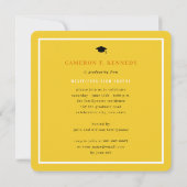 黄色名門私立校風のピンストライプ写真卒業パーティー 招待状 (裏面)