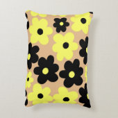 黄色名門私立校風の黒ヒッピー花柄 アクセントクッション (裏面(縦))