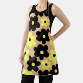 黄色名門私立校風の黒ヒッピー花柄 エプロン (インサイチュ)