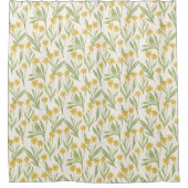 黄色図解入りの、写真付きのい円錐形の花 シャワーカーテン (正面)