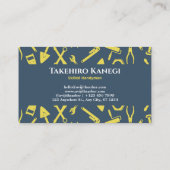 黄色図解入りの、写真付きの工具施カスタム工 名刺 (裏面)