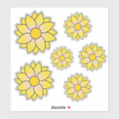 黄色図解入りの、写真付きの花複数サイズのシール シール (シート)