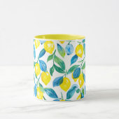 黄色地中海のレモンの水色 マグカップ (中央)