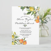 黄色地中海のレモンオリーブピーチ結婚ズ 招待状 (スタンド正面)