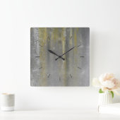 黄色塗装金属 |インダストリアルデコ スクエア壁時計 (ホーム)
