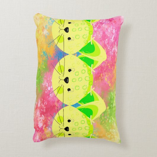 黄色子供へ猫枕ルーム アクセントクッション (裏面(縦))