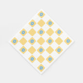 黄色市松模様に白青 スタンダードランチョンナプキン (角)