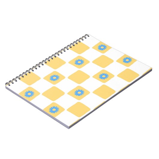 黄色市松模様に白青 ノートブック (左側)