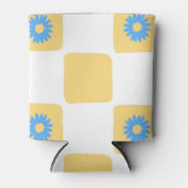 黄色市松模様に白青 缶クーラー (正面)