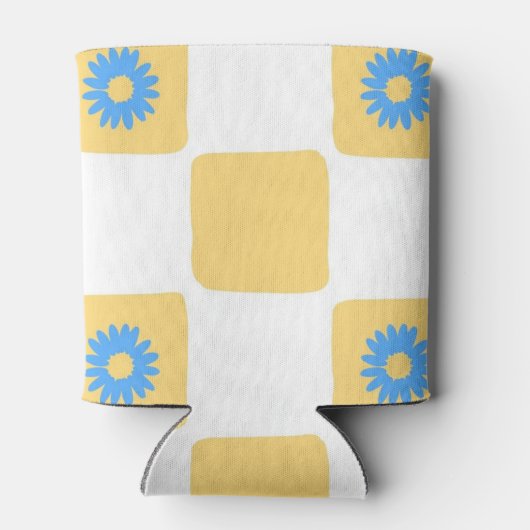 黄色市松模様に白青 缶クーラー (裏面)