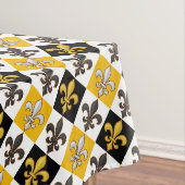 黄色市松模様に白黒フルーアデリスデザイン テーブルクロス (インサイチュ)