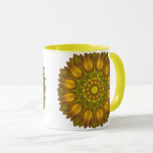 黄色彩花白熱［赤熱］光を放つ曼荼羅 マグカップ (正面右)