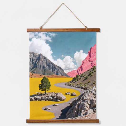 黄色後を追の道 吊り下げ型タペストリー (正面)