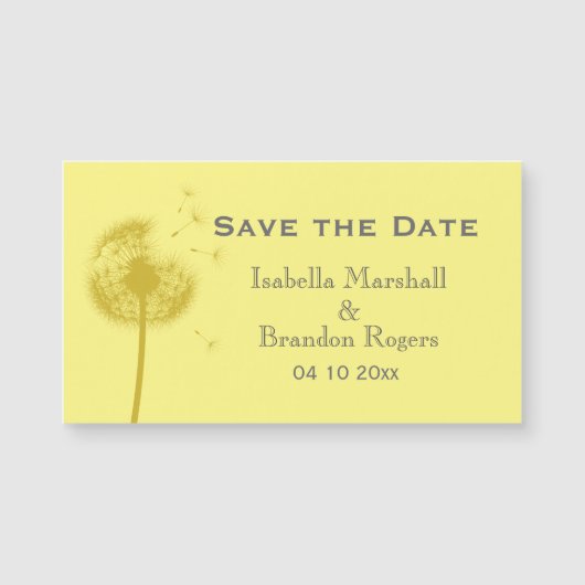 黄色手頃のタンポポ日付磁石を保存 (正面)