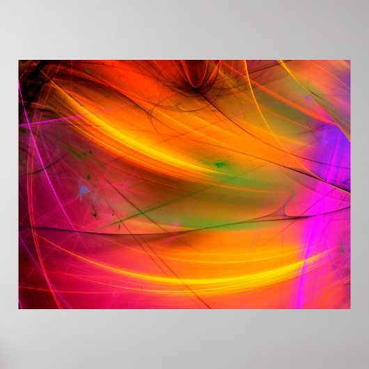 黄色抽象芸術フラクタル背景描写3d'3d, ポスター (正面)