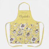 黄色抽象芸術フローラパーソナライズされた料理 エプロン (正面)