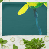 黄色抽象芸術水色ルーズフローラ キッチンタオル (折り畳み)